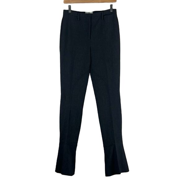 Prada Wool Flared Trousers Womens 10 Black Seamed Hem Quiet Luxury Career Work - Picture 1 of 6